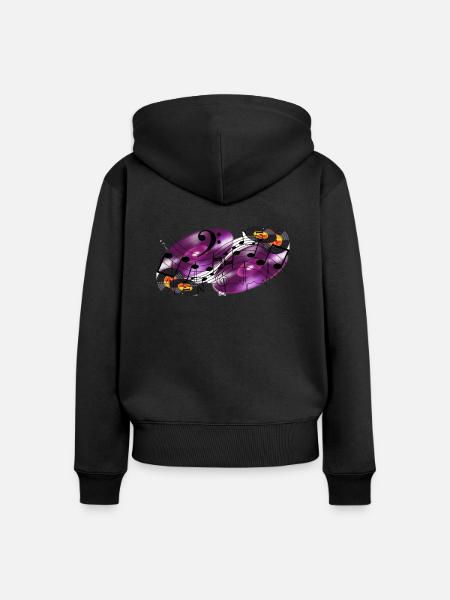 Music notes and Grooves - Frauen Premium Bio Zip Hoodie - Schwarz
