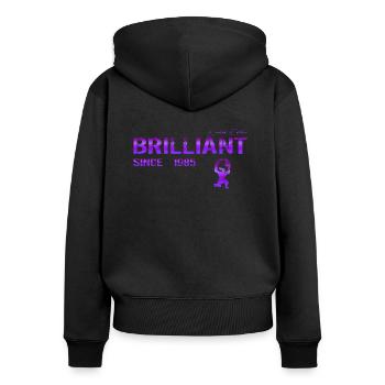 Brilliant since 1985 - Frauen Premium Bio Zip Hoodie - Schwarz - Hinten - Julia (174cm)