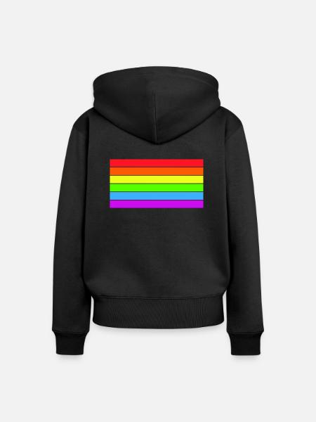 Regenbogenfahne - Frauen Premium Bio Zip Hoodie - Schwarz