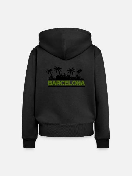 barcelona - Frauen Premium Bio Zip Hoodie - Schwarz