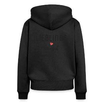 Lieblingsmensch - Frauen Premium Bio Zip Hoodie - Schwarz - Hinten - Julia (174cm)