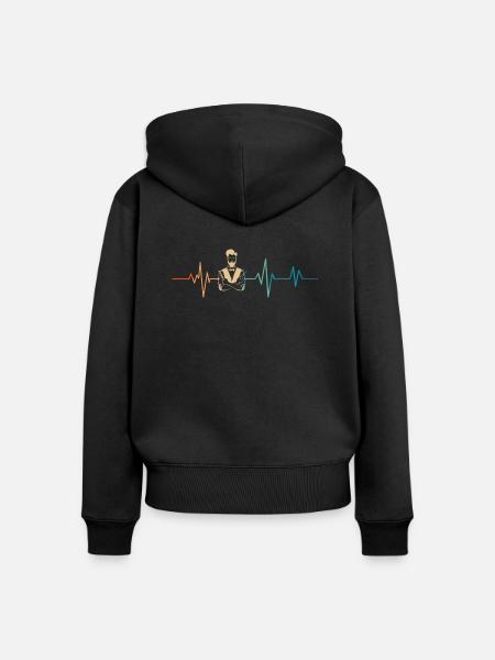 Heartbeat Retro Friseur - Frauen Premium Bio Zip Hoodie - Schwarz