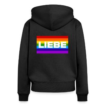 Liebe - Frauen Premium Bio Zip Hoodie - Schwarz - Hinten - Julia (174cm)