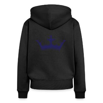 King-Logo-Design - Frauen Premium Bio Zip Hoodie - Schwarz - Hinten - Julia (174cm)