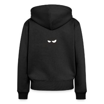 Chat agaçant avec seringue 1 - Sweat à capuche zippé Premium bio Femme - noir - Dos - Julia (174cm)