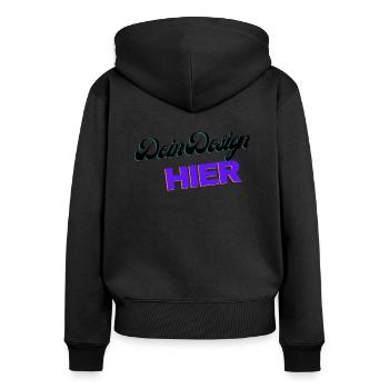 Dein Design - Frauen Premium Bio Zip Hoodie - Schwarz - Hinten - Julia (174cm)