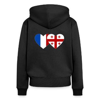 France Georgia Flag Heart - Women's Premium Organic Zip Hoodie - black - Back - Julia (174cm)