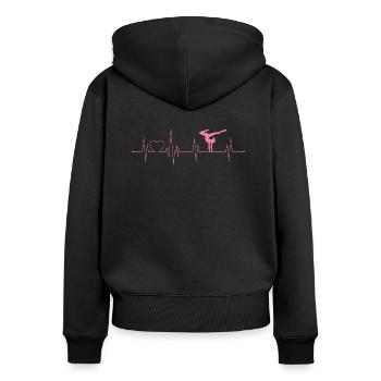 Gymnastique Rythme cardiaque - Sweat à capuche zippé Premium bio Femme - noir - Dos - Julia (174cm)
