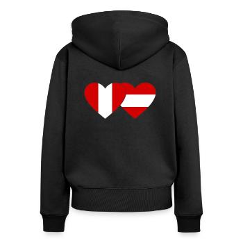 Peru Austria Heart Flag - Women's Premium Organic Zip Hoodie - black - Back - Julia (174cm)
