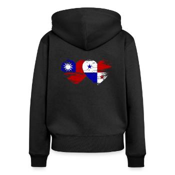 Taïwan Drapeau panaméen utilisé - Sweat à capuche zippé Premium bio Femme - noir - Dos - Julia (174cm)