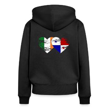 Irlande Drapeau du Panama utilisé - Sweat à capuche zippé Premium bio Femme - noir - Dos - Julia (174cm)