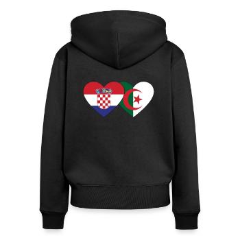 Kroatien Algerien Flagge Herz - Frauen Premium Bio Zip Hoodie - Schwarz - Hinten - Julia (174cm)