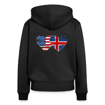USA Iceland flag heart used - Women's Premium Organic Zip Hoodie - black - Back - Julia (174cm)