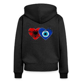 Albanie Nazar drapeau perle coeur utilisé - Sweat à capuche zippé Premium bio Femme - noir - Dos - Julia (174cm)