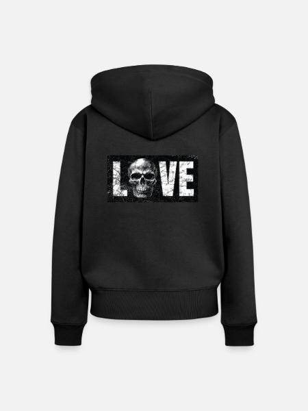 LoveSkull - Frauen Premium Bio Zip Hoodie - Schwarz