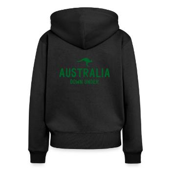 Australia - Down Under - Australien - Känguru - Frauen Premium Bio Zip Hoodie - Schwarz - Hinten - Julia (174cm)