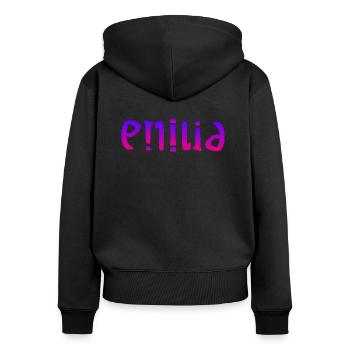 Emilia - Frauen Premium Bio Zip Hoodie - Schwarz - Hinten - Julia (174cm)