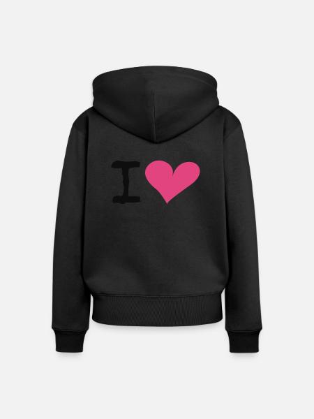 I Heart - Frauen Premium Bio Zip Hoodie - Schwarz