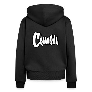 Criminal - Frauen Premium Bio Zip Hoodie - Schwarz - Hinten - Julia (174cm)