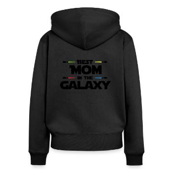 Best Mom in the Galaxy! SCHWARZ - Frauen Premium Bio Zip Hoodie - Schwarz - Hinten - Julia (174cm)