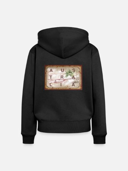 Australia - Frauen Premium Bio Zip Hoodie - Schwarz