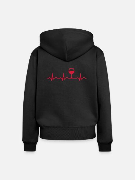 EKG Rotwein - Frauen Premium Bio Zip Hoodie - Schwarz