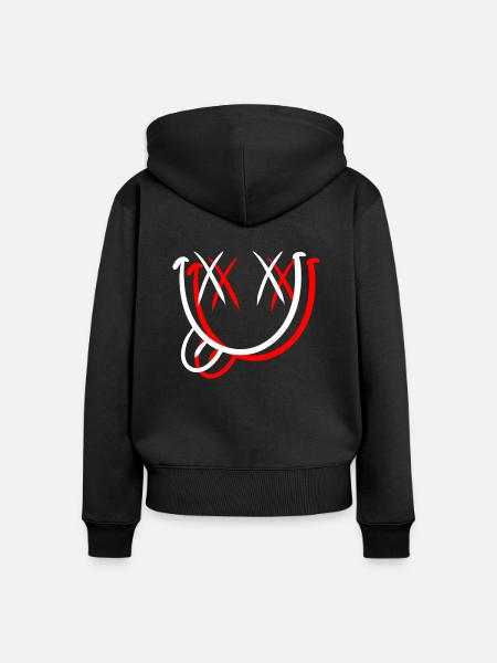 Smile mit Zunge rausgestreckt - Frauen Premium Bio Zip Hoodie - Schwarz