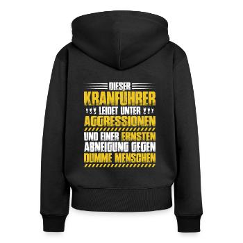 Kranführer Kranfahrer Kran Crane Operator Geschenk - Frauen Premium Bio Zip Hoodie - Schwarz - Hinten - Julia (174cm)