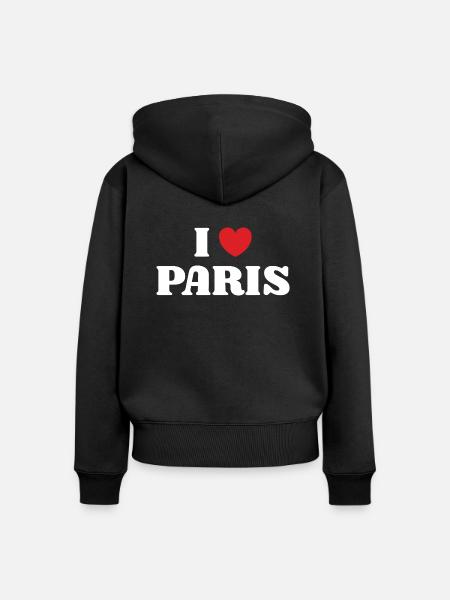 Ich liebe Paris - Frauen Premium Bio Zip Hoodie - Schwarz