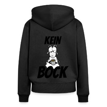 kein Bock - Frauen Premium Bio Zip Hoodie - Schwarz - Hinten - Julia (174cm)