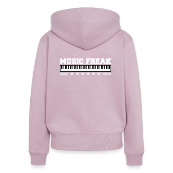 Piano Music Freak Text Saying Classical Piano - Women's Premium Organic Zip Hoodie - dusky pink - Back - Julia (174cm)