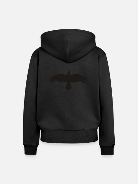 CROW - Frauen Premium Bio Zip Hoodie - Schwarz