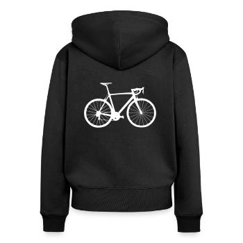 Rennrad - Frauen Premium Bio Zip Hoodie - Schwarz - Hinten - Julia (174cm)