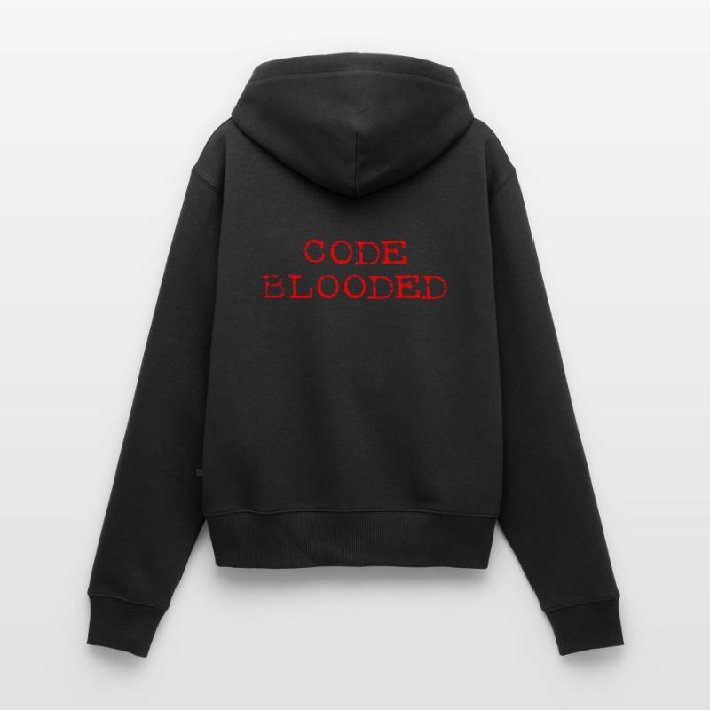 Code Blooded Cool Programmer Coder Code Blood Sweat à capuche zippé Premium bio Femme