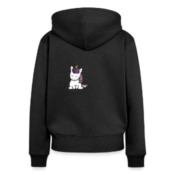 Einhorn Montag - Frauen Premium Bio Zip Hoodie - Schwarz - Hinten - Julia (174cm)