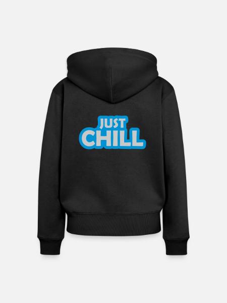 Logo Just Chill Relaxen - Frauen Premium Bio Zip Hoodie - Schwarz