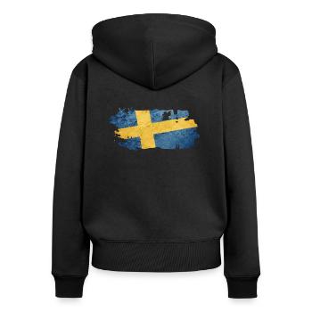 Suède Suède Viking Scandinavie Nordique Milieu de l’été - Sweat à capuche zippé Premium bio Femme - noir - Dos - Julia (174cm)