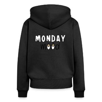 Lundi Humeur Yeux fatigués Lettres de dessin animé - Sweat à capuche zippé Premium bio Femme - noir - Dos - Julia (174cm)