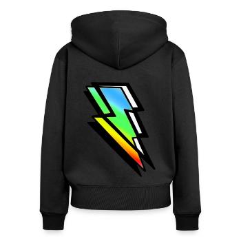 Thunderbolt Rayon coloré - Sweat à capuche zippé Premium bio Femme - noir - Dos - Julia (174cm)