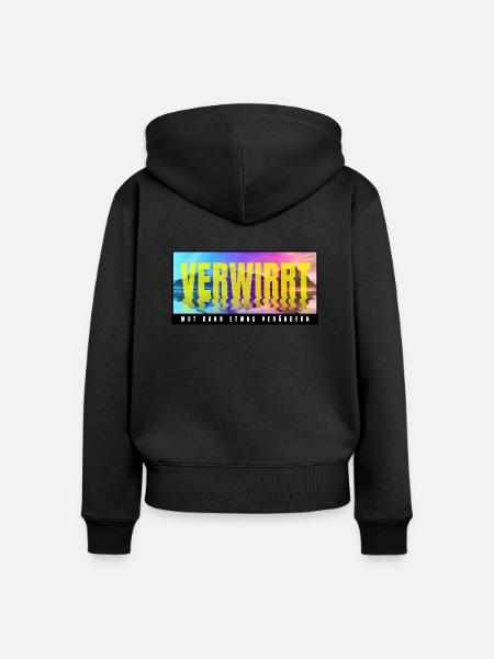 verwirrt - Frauen Premium Bio Zip Hoodie - Schwarz