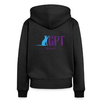 LE CHAT GPT - the new ai - Sweat à capuche zippé Premium bio Femme - noir - Dos - Julia (174cm)