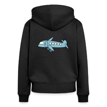 Blaues Flugzeug - Frauen Premium Bio Zip Hoodie - Schwarz - Hinten - Julia (174cm)