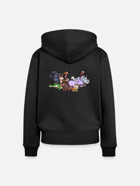 Niedliche Wildtiere - Frauen Premium Bio Zip Hoodie - Schwarz