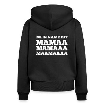 Mon nom est maman - Sweat à capuche zippé Premium bio Femme - noir - Dos - Julia (174cm)