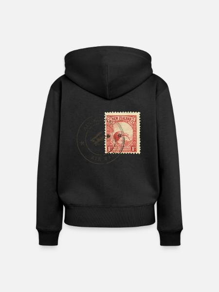 Kiwi Briefmarke - Frauen Premium Bio Zip Hoodie - Schwarz