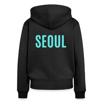 Seoul - Hauptstadt Korea - Asien - Frauen Premium Bio Zip Hoodie - Schwarz - Hinten - Julia (174cm)