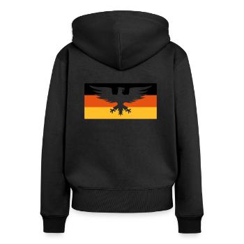 Flagge Deutschland mit Adler - Frauen Premium Bio Zip Hoodie - Schwarz - Hinten - Julia (174cm)