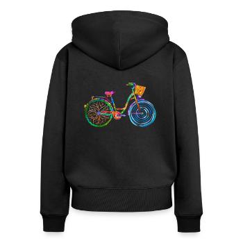 buntes Fahrrad, Damenrad, colors bike, ladies bike - Frauen Premium Bio Zip Hoodie - Schwarz - Hinten - Julia (174cm)