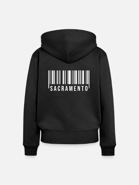 Sacramento Strichcode - Frauen Premium Bio Zip Hoodie - Schwarz