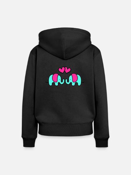 baby elefanten - Frauen Premium Bio Zip Hoodie - Schwarz